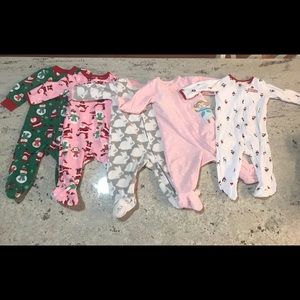6 month old Fleece pajamas 5 pair